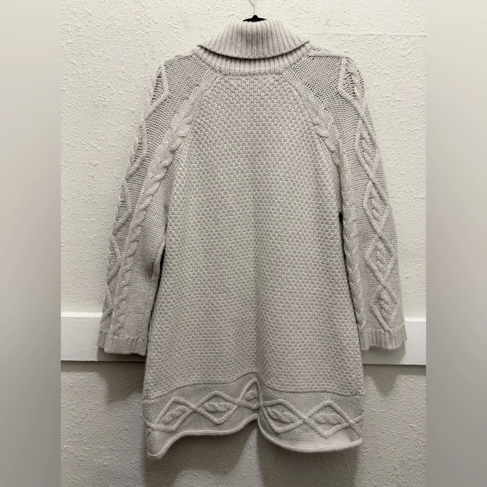 Max Studio Alpaca Blend Knit Long Cardigan Sweater Light Grey Size Large